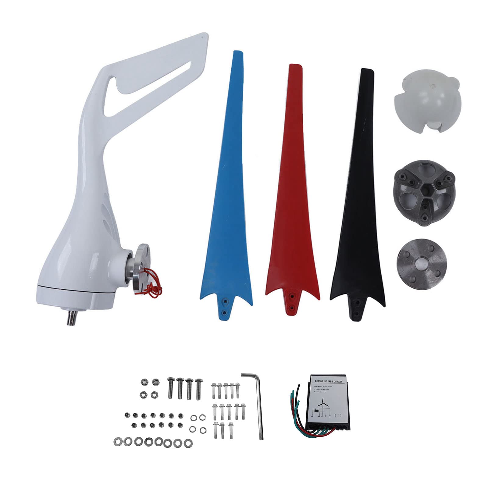 Aramox Generatore Eolico 400W Piccola Turbina Eolica con 3 Pale in Fibra di Nylon Generatore Trifase AC a Magneti Permanenti Bassa velocità di Avvio Tracciamento Automatico del per Cabina Marina