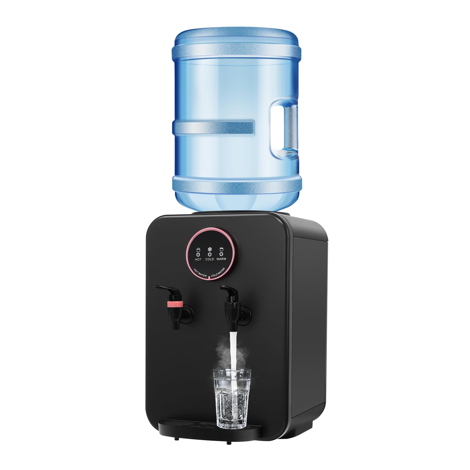 PDTHADP Top Loading Water Dispenser 575W 110V Countertop Water Cooler for 1.19-4.99Gal Bucket Electric Hot/Cold Water Cooler Dispenser with 3 Temperature Options for Office Desk Coffee Table