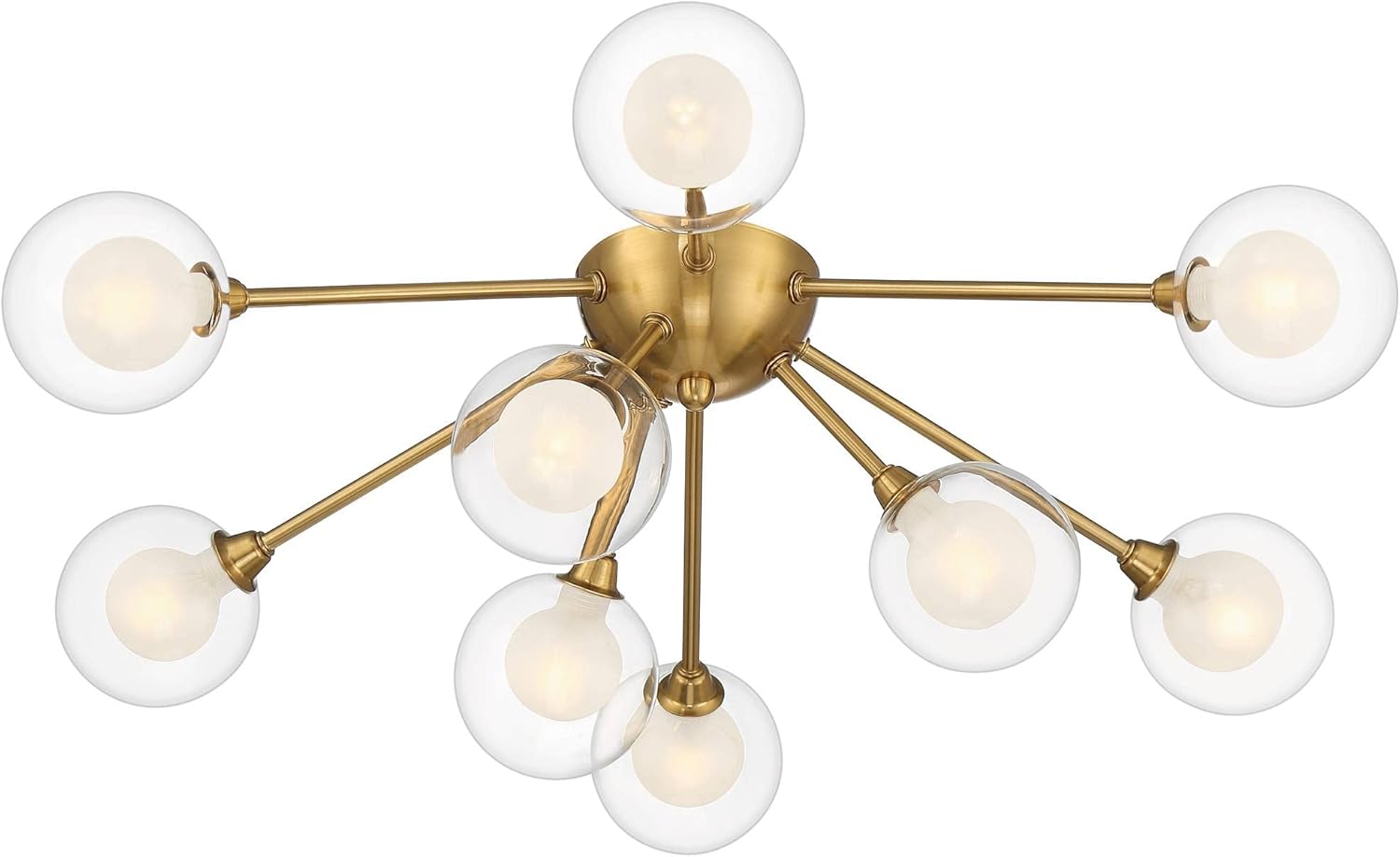 Modern Gold Glass Sputnik LED Ceiling Light Fixture