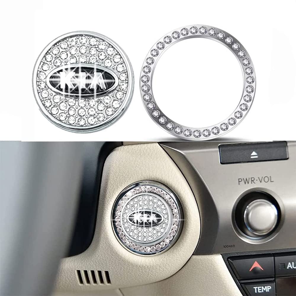 Diamond Ring Car Start Stop Button Cover for Car Accessories Interior Decoration For Seltos, Sonet, Carens, Carnival, EV6, EV9, Clavis