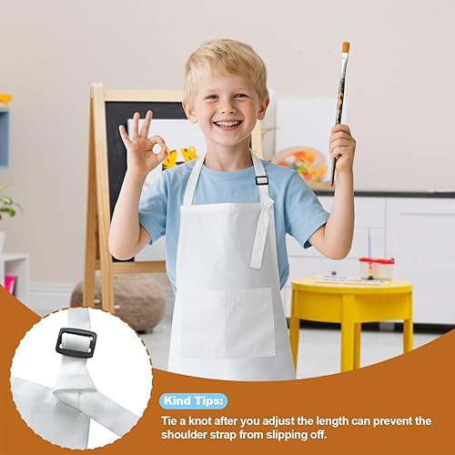 Miniatura 5 de 2 delantales para niños, delantales de artistas con bolsillos, delantales de chef ajustables para cocinar, pintura de respaldo de cocina