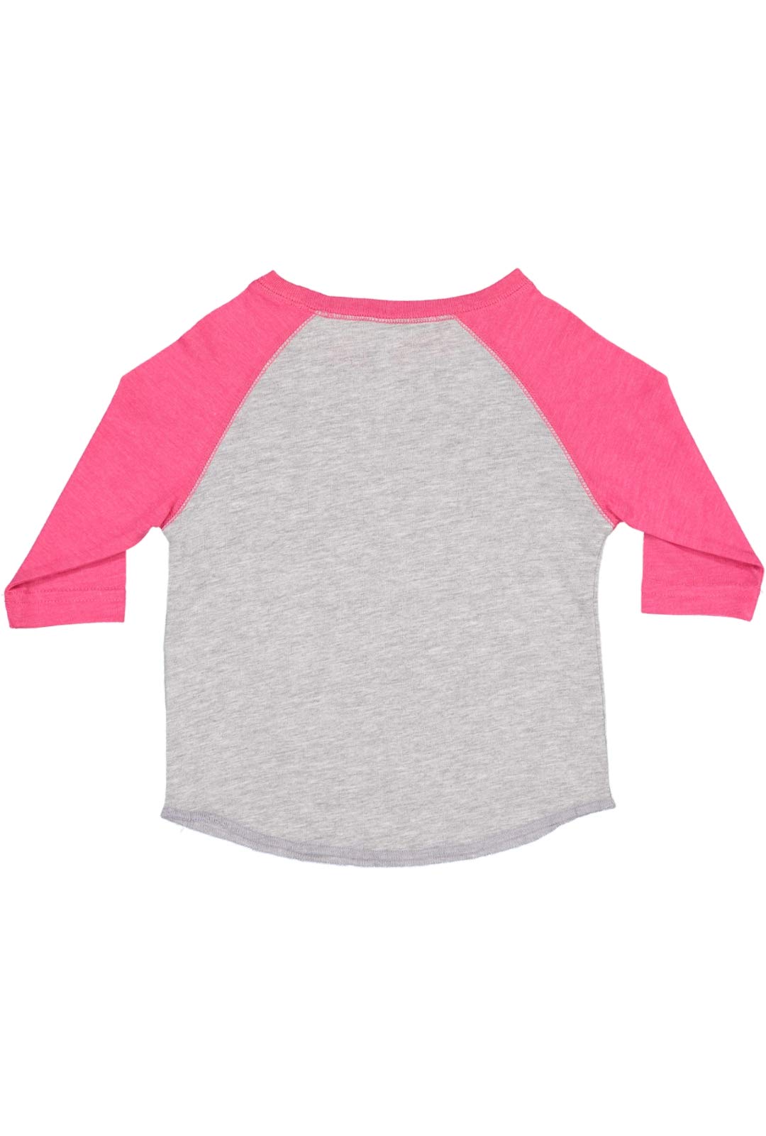 RABBIT SKINS Toddler Fine Jersey Raglan 3/4 Sleeve Baseball Tee, Vintage Heather/Vintage Hot Pink, 5/6
