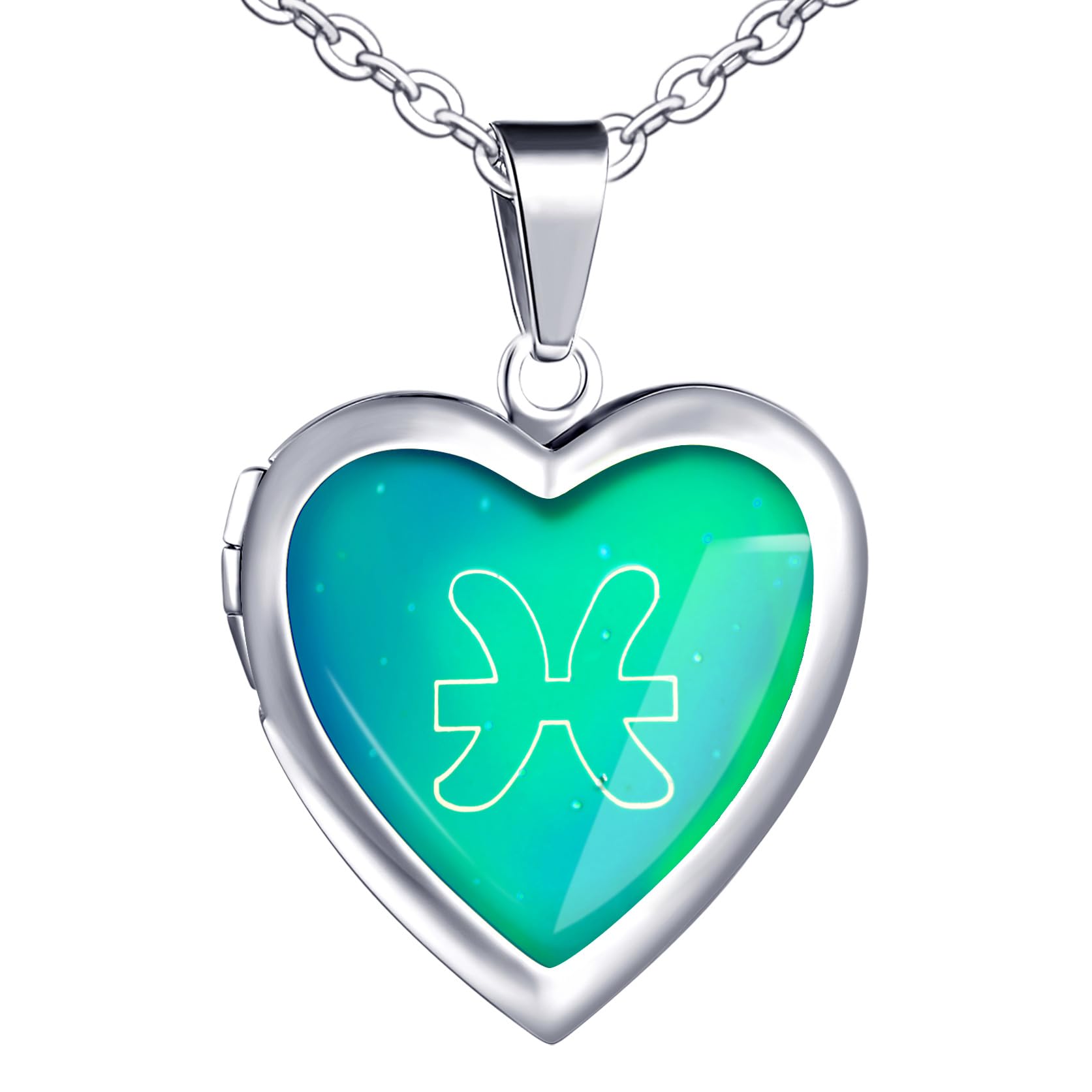 MicVivienCollar Medallón de Corazón con 12 Constelación del Zodiaco, Acero Inoxidable Collar con Colgante Foto Personalizado Temperatura Cambio de Color Joyas Regalos de cumpleaños para Mujeres Niñas