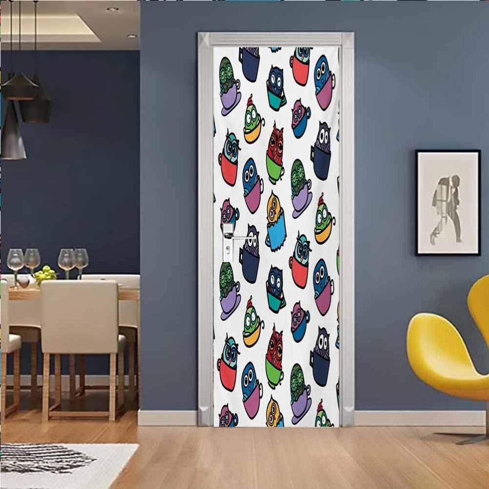 LuSeven stickers porte de douche Chat animal noir 50x125cm(19.68 inches * 49.21 inches) Sticker Porte, Porte Autocollant en PVC Auto-adhésifs, Effet 3D pour Décoration Porte, Art Photo Papier Peint