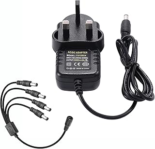 Security Camera Power Adapter 12V 2A, COLM AC 100-240V to DC 12V 2000mA Power Supply 24W with 5.5mm x 2.1mm 1 to 4 Power Splitter Cable 4-way for Transformers-Fits Analog AHD DVR Camera