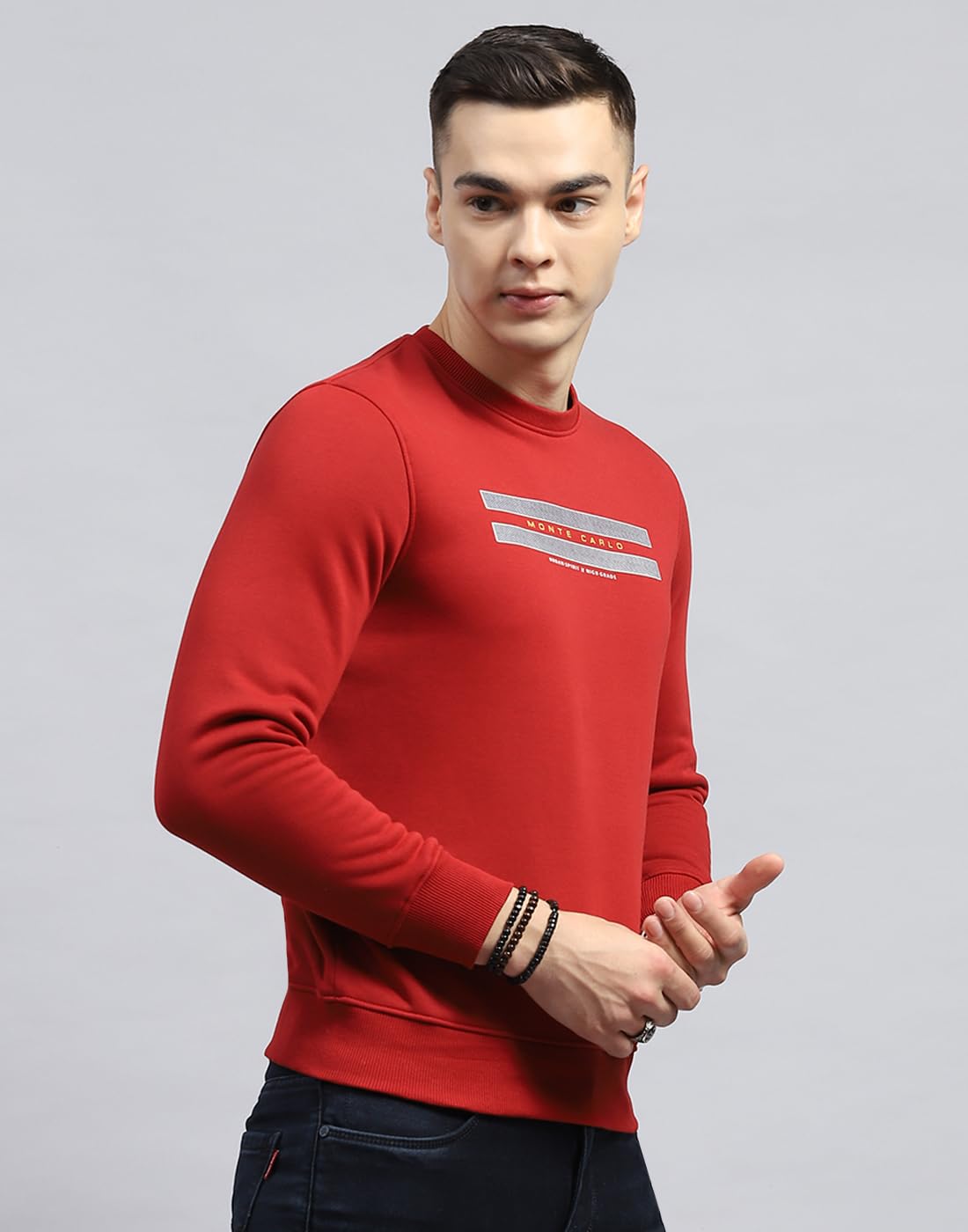 Monte Carlo Mens Maroon Printed Round Neck Full Sleeve Sweatshirt (224066171-15-44) 1