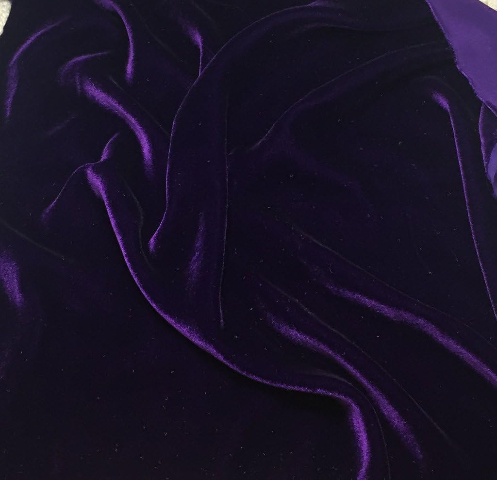 100% Silk Rayon Velvet Solid Fabric 45”W Clothing,Drapery,Dresses 30 Color by The Yard (Dark Purple)
