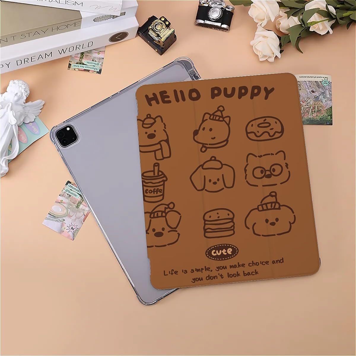 Cute Puppy Cat Dog Case Compatible with IPad 9th 8th 7th Generation 10.9 Inch 2021-2018,Funny Cover with Trifold Stand+Pencil Holder for Boys Girls,iPad Pro 13inch 2024
