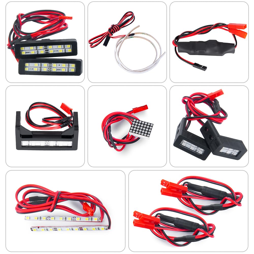 RCLIONS Headlight Taillights Tail Wing Light Bar RC Car Led Lights Kit for ARRMA Limitless F1 1/7 RC Car Upgrades Parts