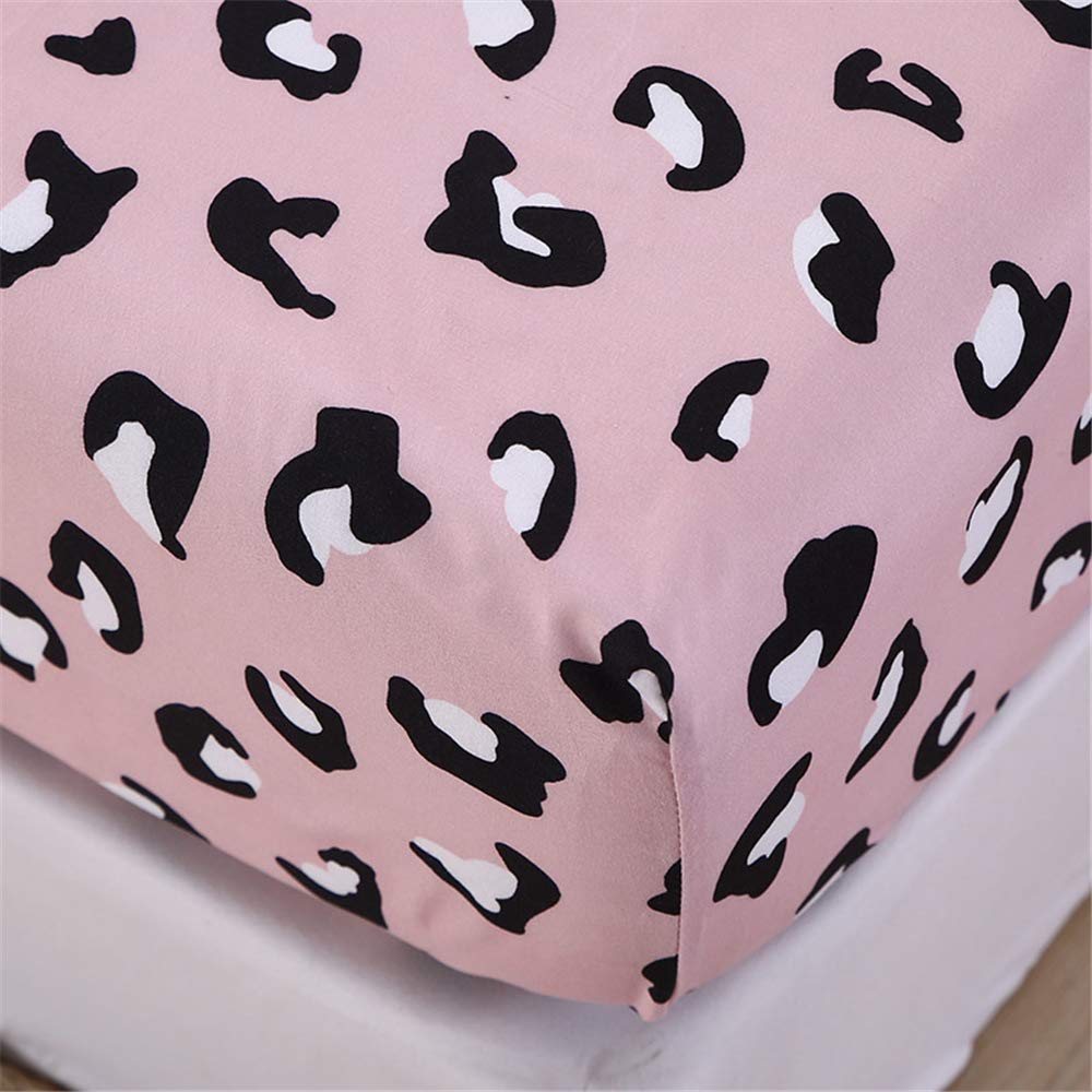 Chickwin Floral Printed Fitted Sheets Bedding Sheets with Deep Pocket 30cm for Single Double King Bed - Microfibre Soft Shrinkage Fade Resistant Easy Care (Leopard print,90x200+30cm)