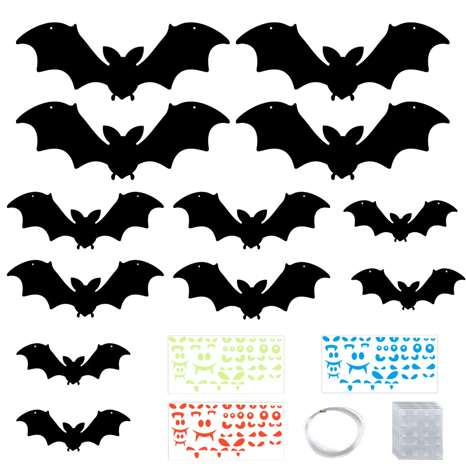 AYNKH 12PCS Halloween Hanging Bats, Halloween Flying Bat with Glowing Eyes Halloween Hanging Decorations Halloween Decor Yard Party Decoration Supplies