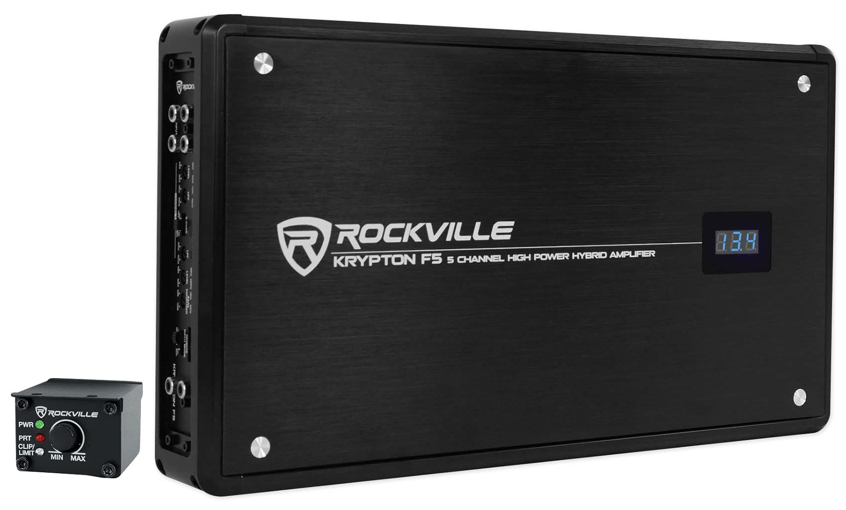 Rockville Krypton F5 3200W 5-Channel Car Amplifier, Dyno-Certified RMS, Volt Meter, Remote, Clip Indicator, Class AB+D, Perfect for Car Audio and Subs
