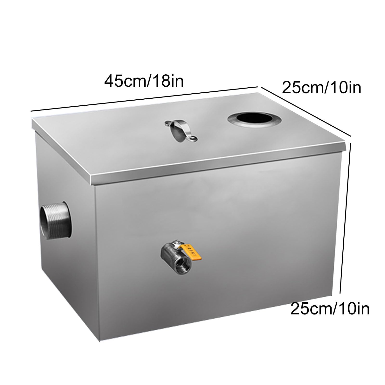 Separatore di Grasso, Filtro Antigrasso in Acciaio Inossidabile, Separatore Olio-Acqua per Acque Reflue per Ristorante, Bar, Mensa, Cucina Sotto Il Lavello ( Size : 45*25*25cm/18*10*10in )