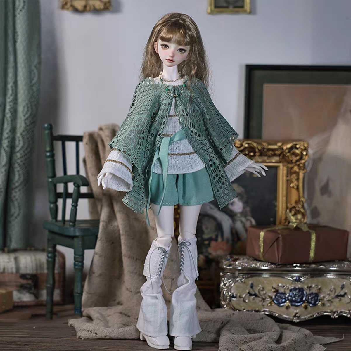 1/4 BJD-Puppe, 44 cm, Kugelgelenk-Puppe mit vollem Outfit, Vintage-Stil, bewegliche Modepuppe für Sammler