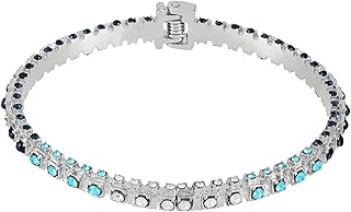 GUESS Silvertone Blue Glass Stone Hinge Bracelet For Women