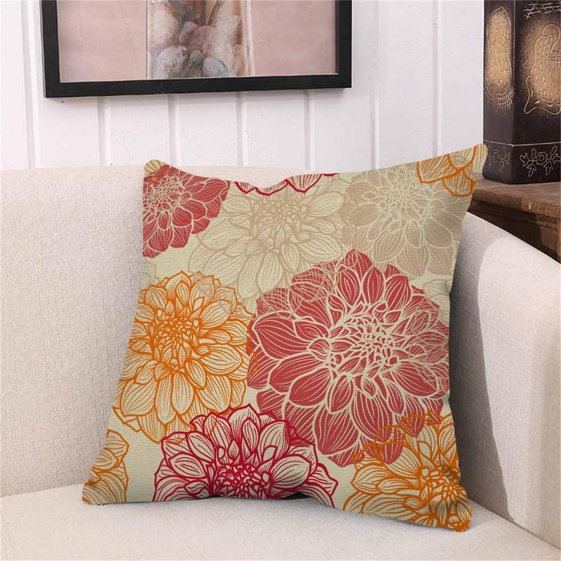 Image of Throw Pillow Covers Colorful Dress Flowers of Dahlia Pink Abstract Artistic Pillow Case 18x18 Inch Cushion Cover for Home Party