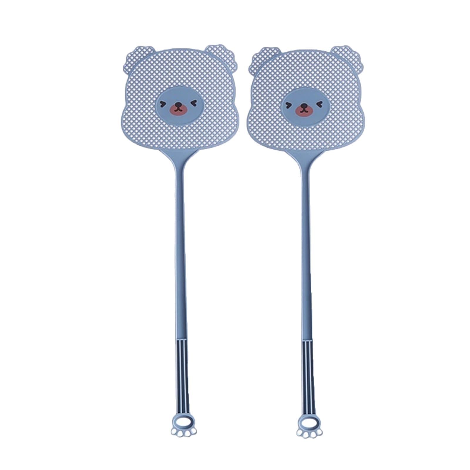 Paletta Mosche Forma di Orso Cartoon Scacciamosche 2 Pezzi L'impugnatura è A Forma di Zampa di Gatto, Che è Sia Bella Che Pratica per La Casa Ammazza Mosche(Blu)