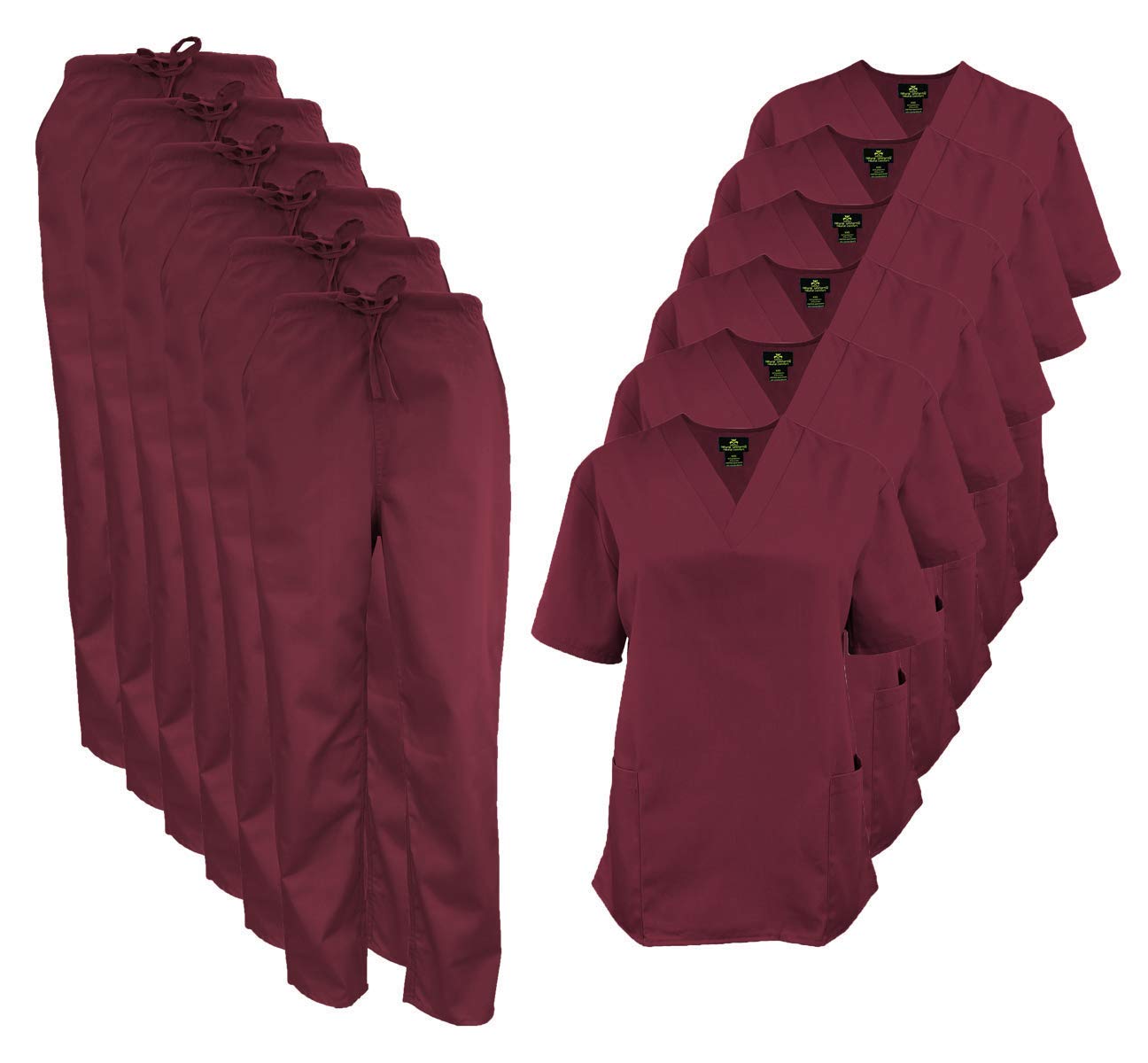 Natural Uniforms Women's Scrub Set Medical Scrub Tops and Pants - Pack of 6 Set