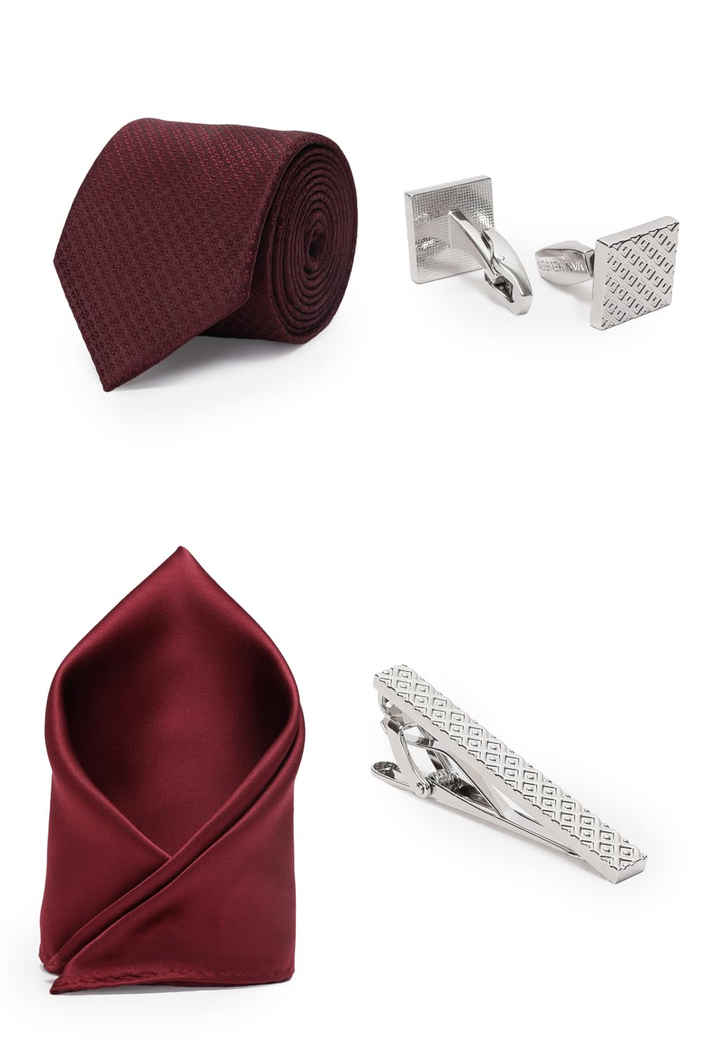 van heusen Men Maroon Party Tie Pocket Square And Cufflink-picture-39