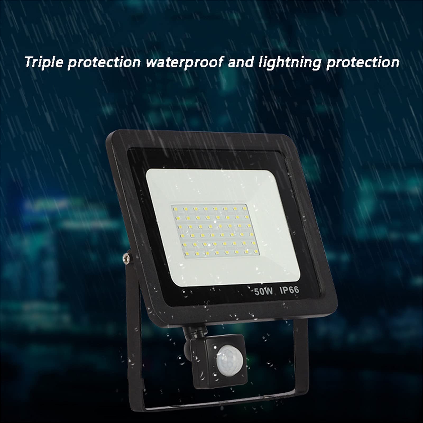 Foco LED con sensor de movimiento, 30 W, luz de seguridad para exteriores, 2700 lm, IP65, luz de trabajo impermeable para patio, garaje, almacén, jardín, parque