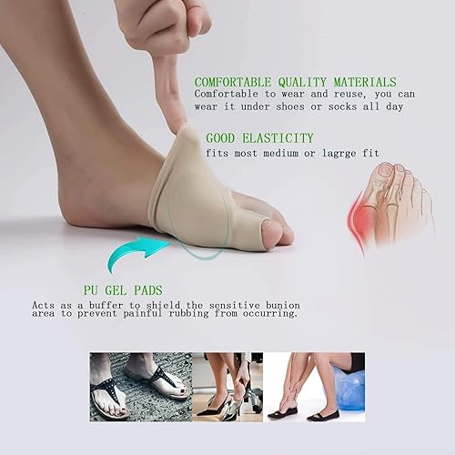 Miniatura 3 de Corrector de juanetes y manga de alivio de juanetes con almohadillas de gel para aliviar juanetes, 2 pares ortopédicos de corrector de juanetes,