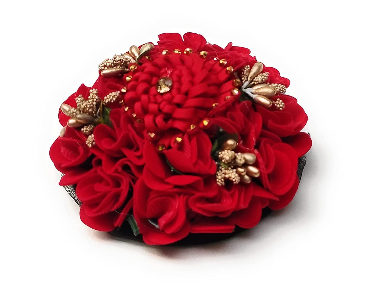 DIPANYA SHOPPE Red Rose Flower Gajra Hair Accessories Artificial Juda