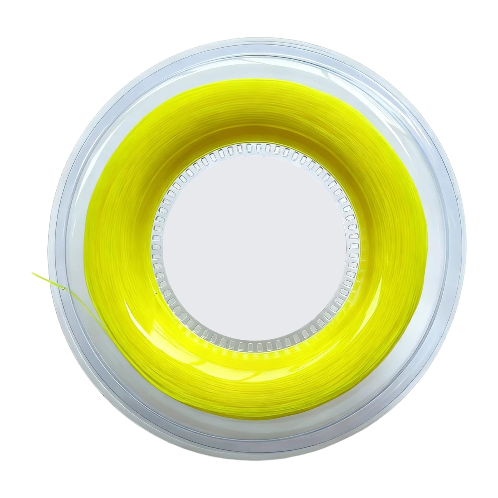 Carrete de cuerda de tenis de nailon, 16 g, 1,35 mm, multifilamento, 200 m de longitud, tensión estable y absorción de golpes, amarillo fluorescente para alta visibilidad, rendimiento