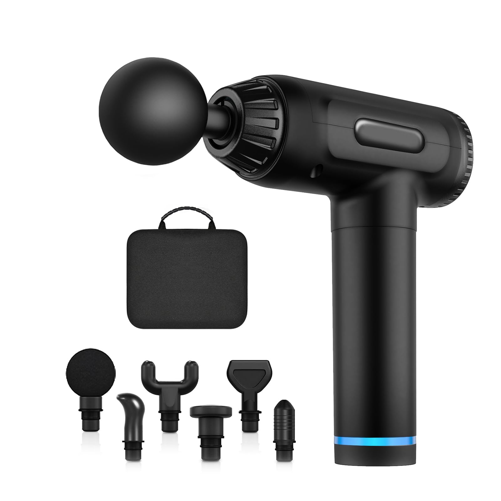 Muskelmassagepistole, 30 Geschwindigkeiten, leistungsstarkes Percussion-Tiefengewebe-Massagegerät, tragbare Muskelpistole, 6 Massageköpfe, LCD-Touchscreen, mit Handaufbewahrungstasche, für