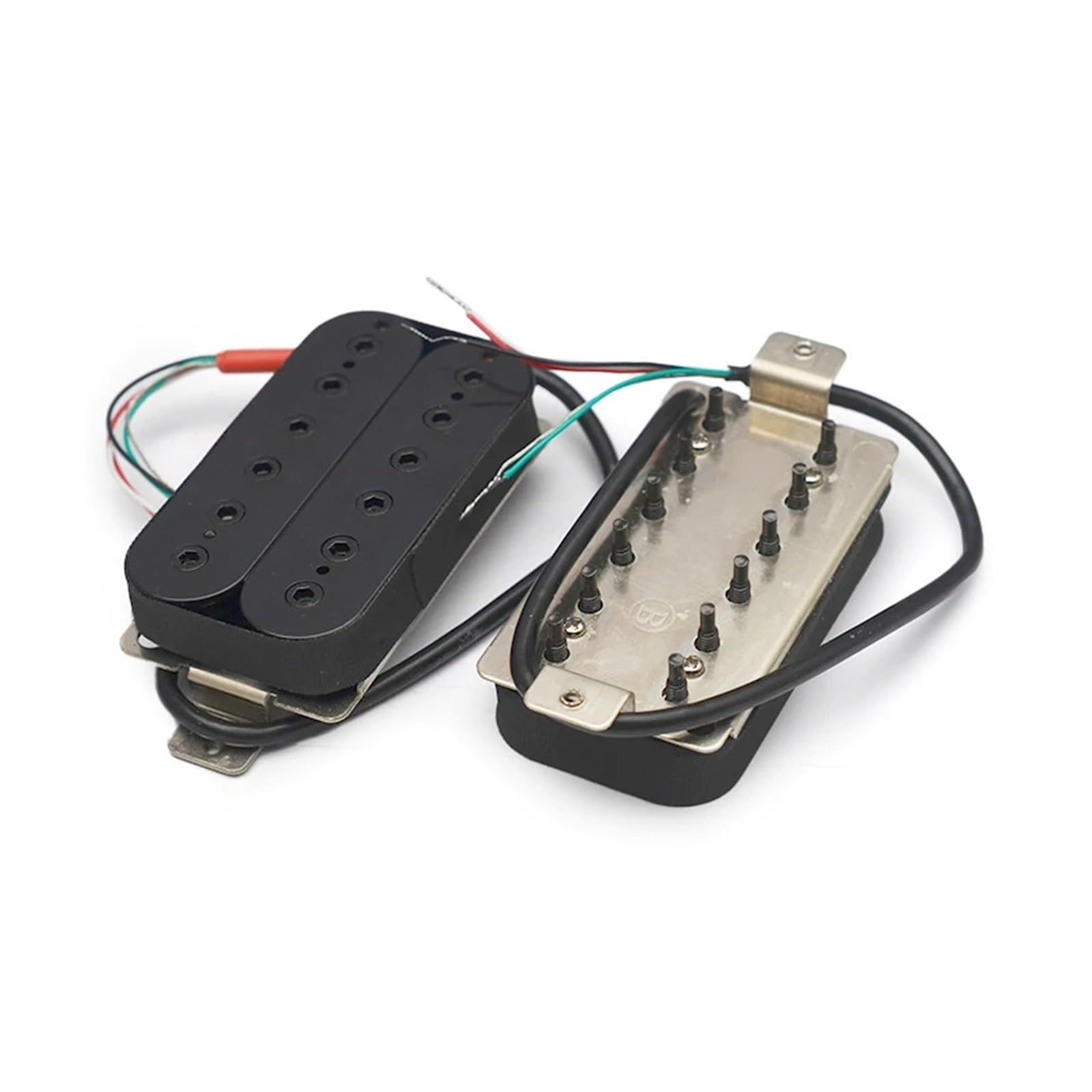 Pastilla Humbucker Alnico 5 Vintage, pastilla de puente de guitarra eléctrica de doble bobina, piezas de guitarra negras, sonido cálido, negro(2 Set,Black Hexagonl Screw)