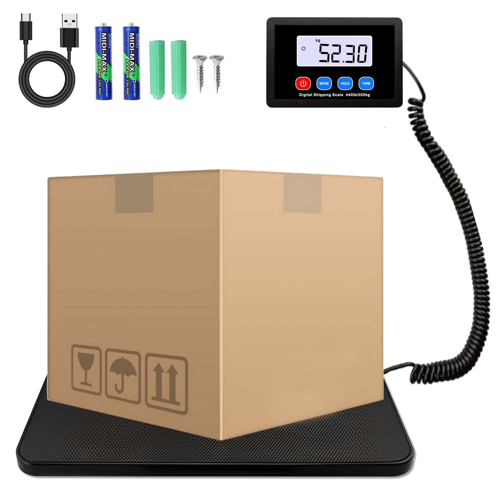 TIPRE Digital Shipping Postal Scale 440lb/200kg With Hold And Tare - View #7