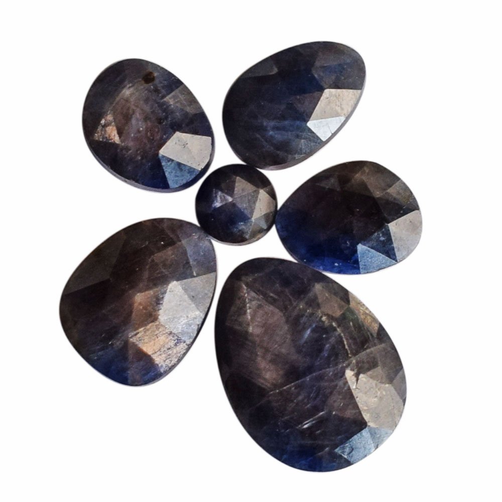 Ravishing Impressions Blue Sapphire Cabochon Mix Shape 6 Pieces Lot Jewelry Making Gemstone Releasing Blockages and Providing Strength