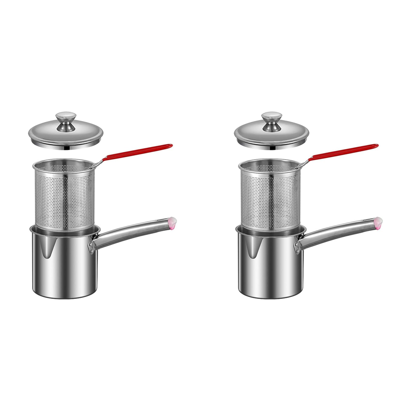 Hndhbfgrt 2X Deep Fryer Pot,Small Fryer Pot,Multipurpose Stainless Steel Baskets, Wear- Pan,Deep Fryer