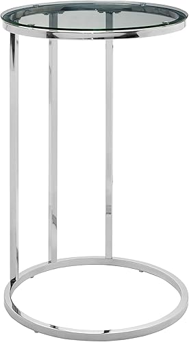 Walker Edison - Mesa redonda moderna para café para sala de estar de nogaldorada