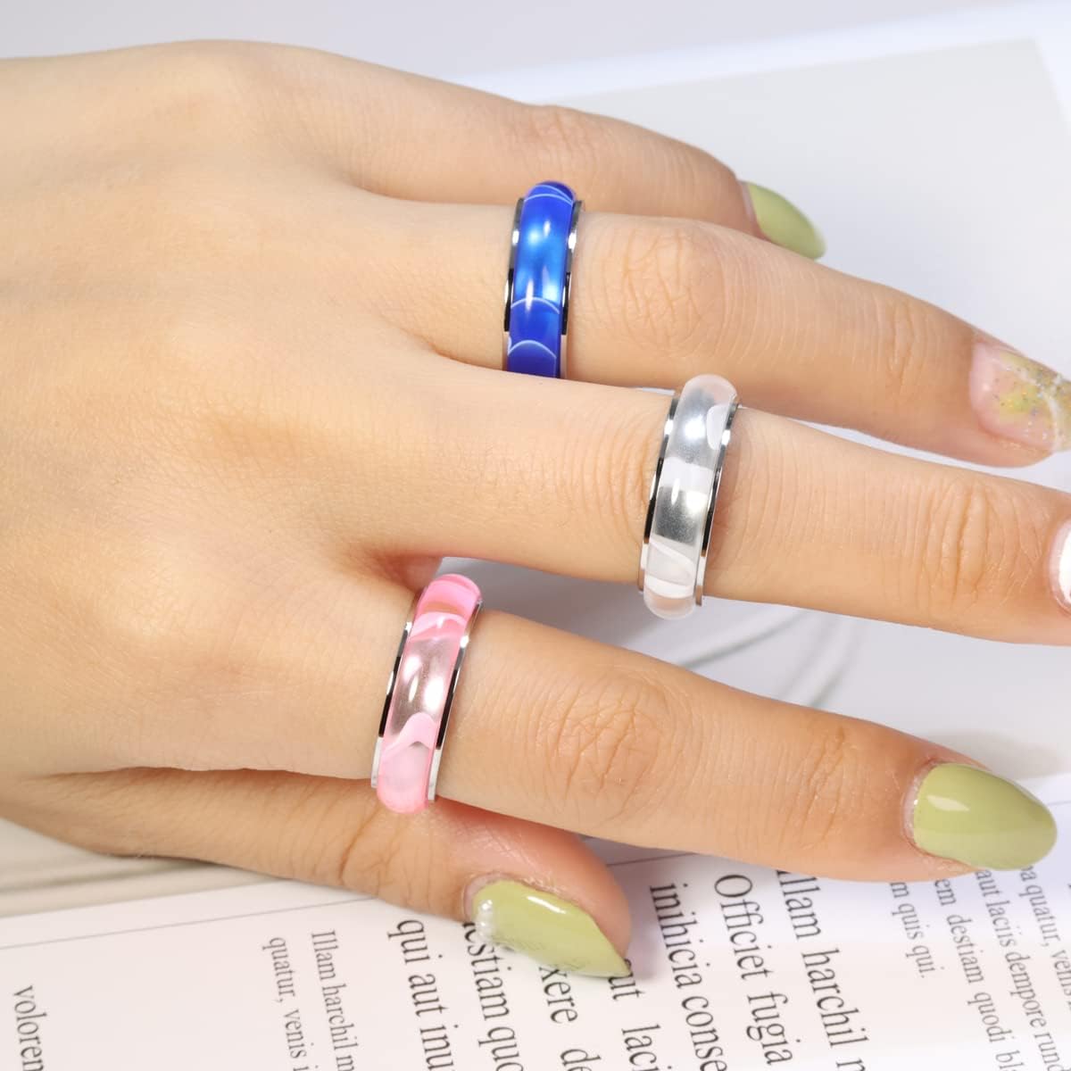 OreilleStar Anxiety Ring for Women Spinner Ring Titanium Stainless Steel Fidget Ring Men 6mm Width With Dog Paw Kitty Cat Face Evil Eye Pattern Spinning Outer Band Size 6 7 8 9 10