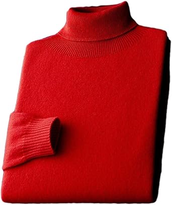 Mens Solid Merino Wool Turtleneck Pullover Sweater Thick Warm Jumpers Soft Casual Knitwear Basic Tops