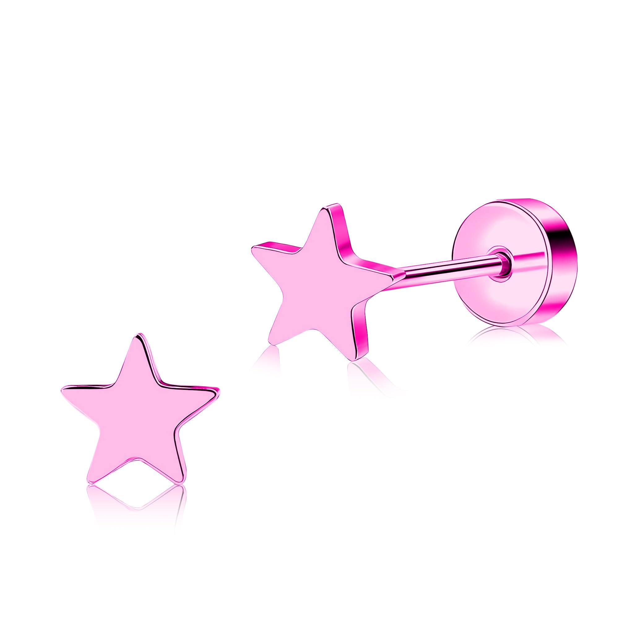ZDE Titan Damen flach zurück Herz Ohrringe Frauen Nicht-Nickel Ohrringe hypoallergen Knorpel Ohrstecker für empfindliche Ohren einfache klassische 5mm flach Ohrstecker