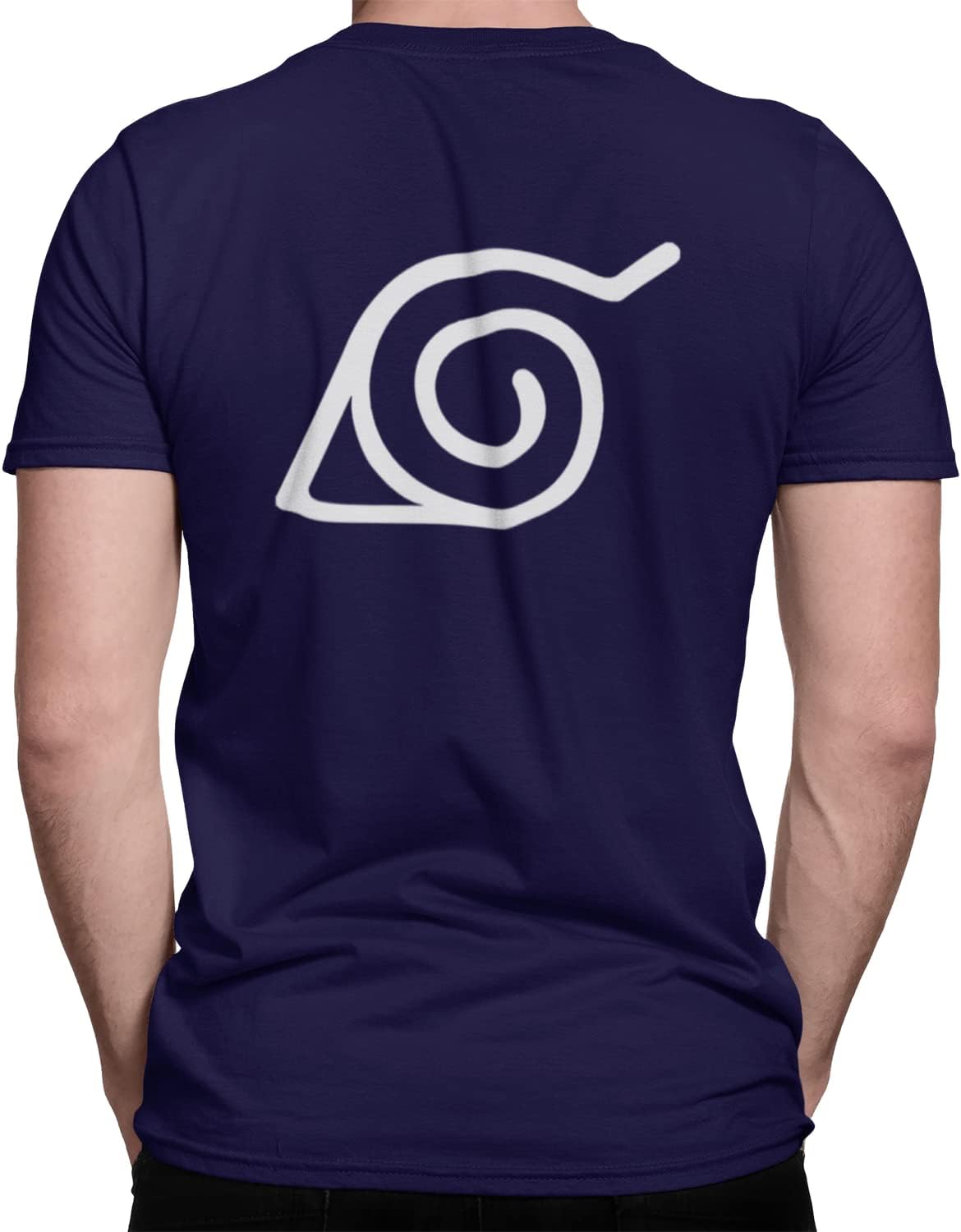 Liga Fashion Anti Leaf Symbol Leaf Village Anime Men's Cotton Shirt Navy Blue