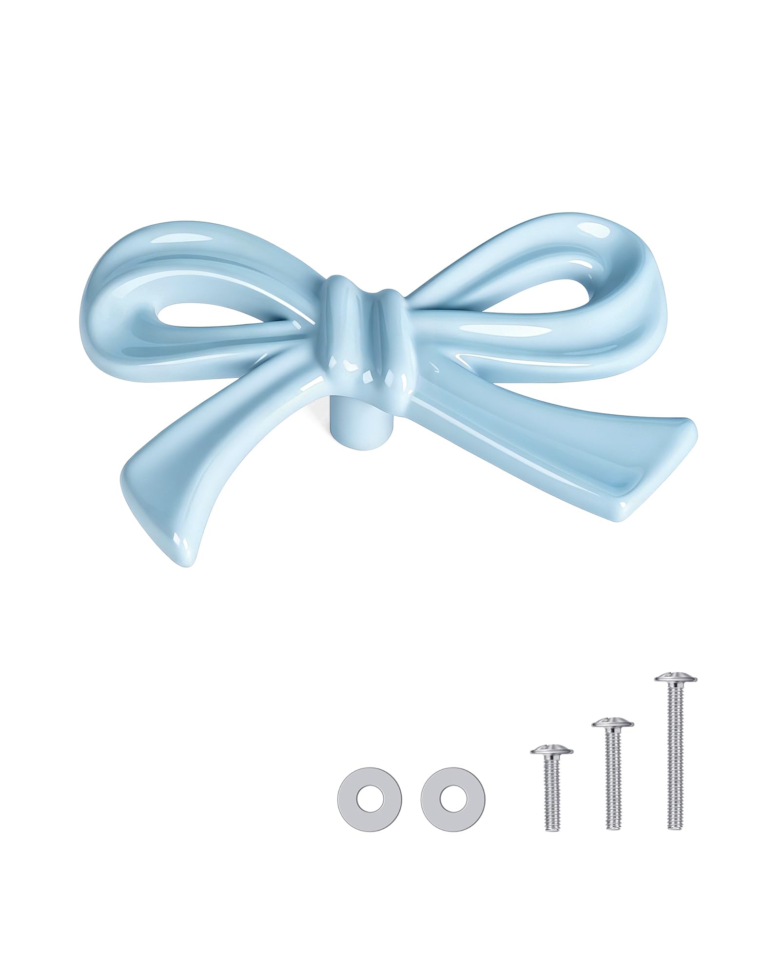 CEYMIO 8 Pack Large Blue Bow Dresser Cabinet Knobs, 2.7 Inches — image 1