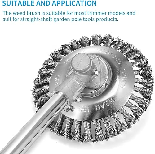 Miniatura 2 de Rueda de alambre de acero Cepillo de malezas de jardín Cortacésped Cortacésped Eater Trimmer Cepillo cortador Herramientas Jardín Hierba Trimmer