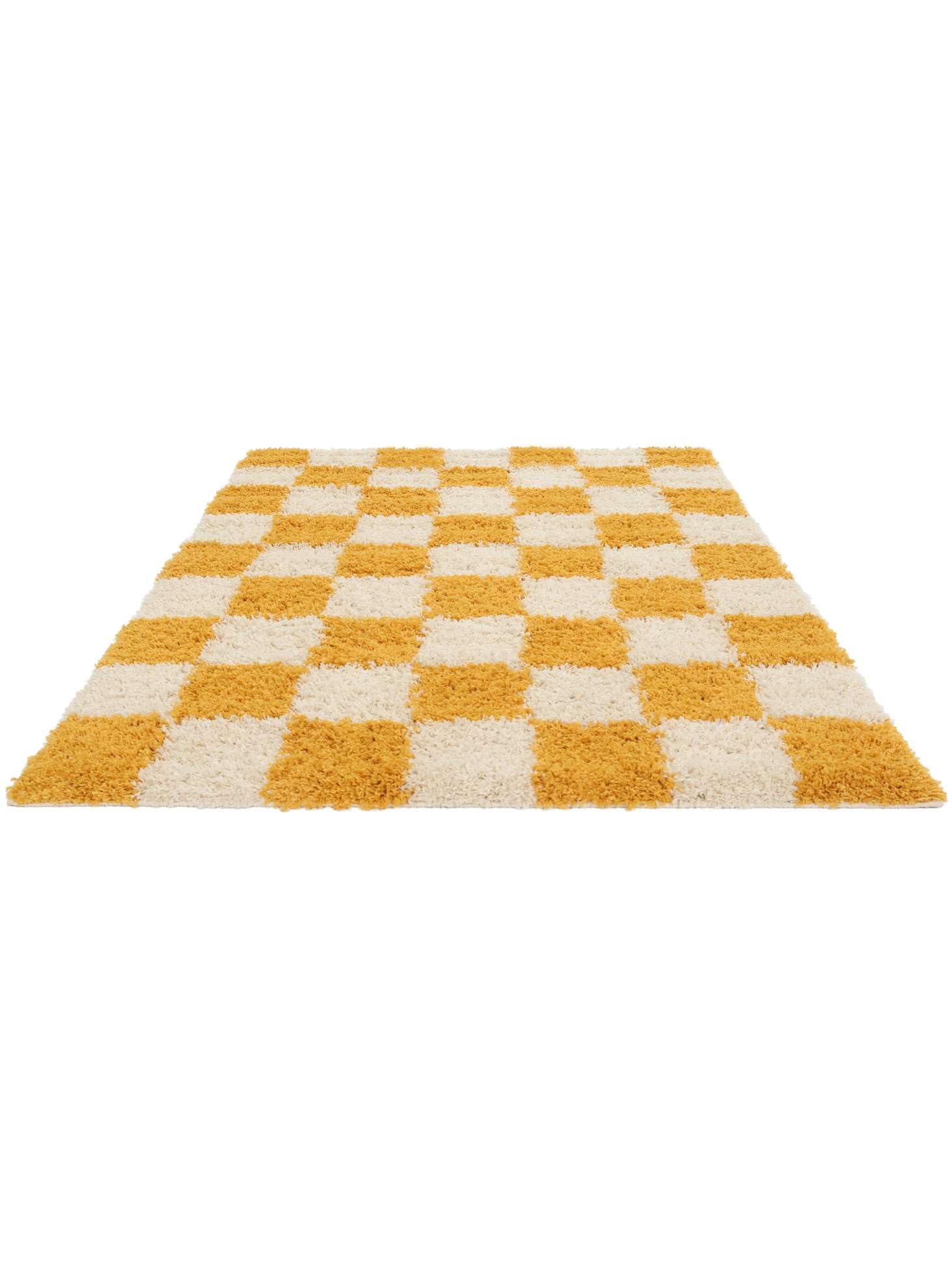 RugVista Chessie, Teppich, 140 x 200 cm, Rechteckig, Hoher Stapel, Wohnzimmer, Schlafzimmer, Nur chemische Reinigung, Oeko_tex_100, Gelb/Off Weiß