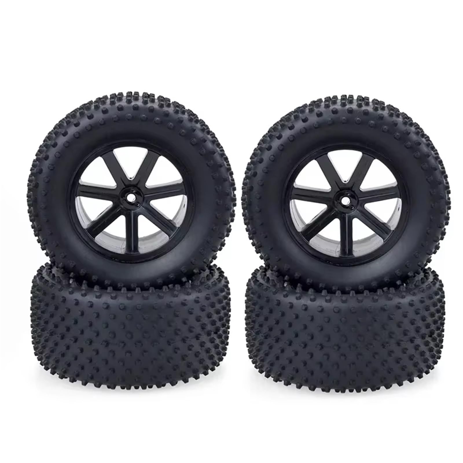 Koła i opony do samochodów driftowych RC, HSP 1/10 RC Desert Truck Tires Wheels 102mm Rubber Sponge 12mm Hex 4Pcs Black White(Black)