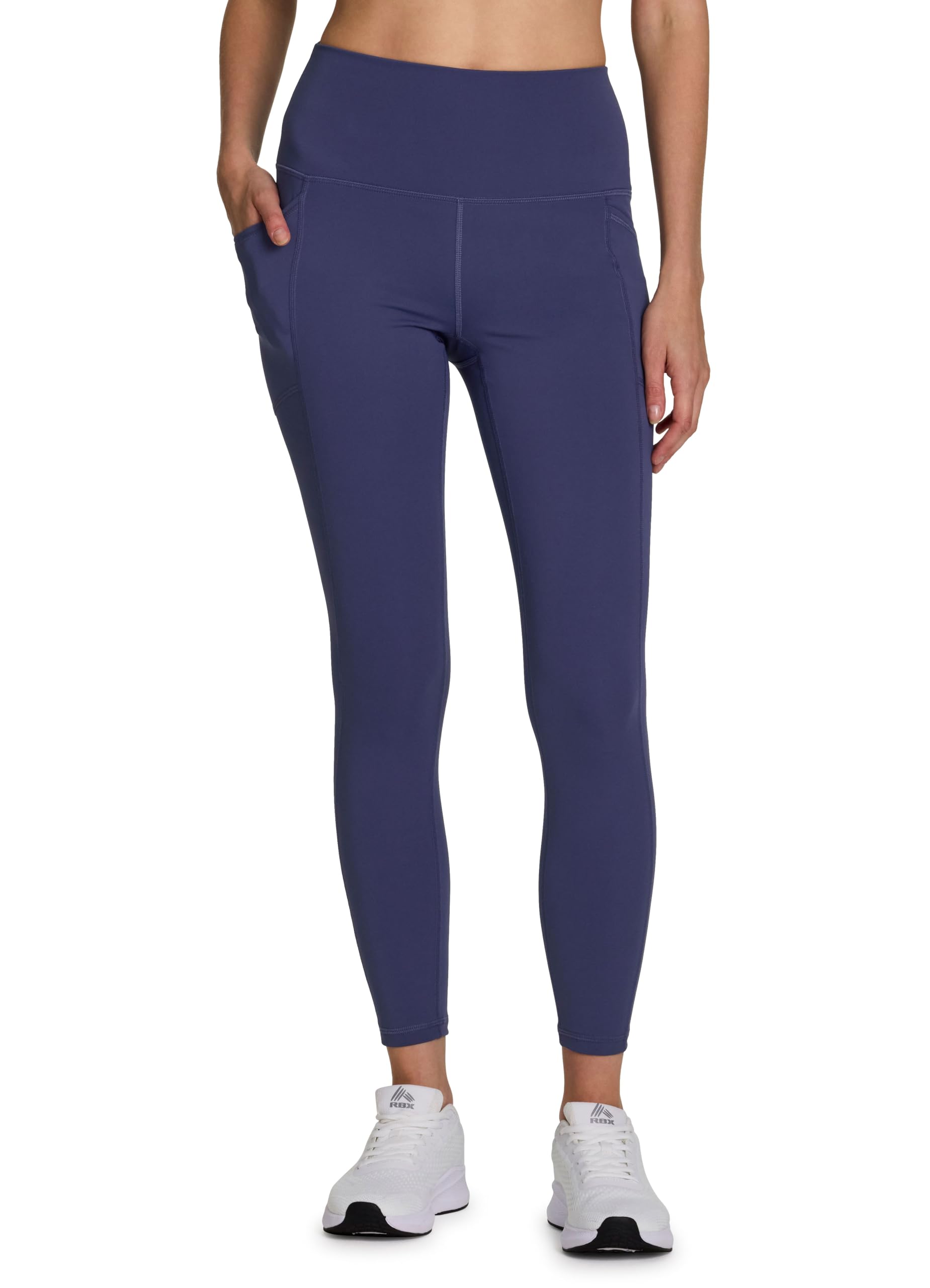 RBX Legging de yoga actif taille haute résistant aux squats avec poches pour femme, Couronne bleue, Taille XS