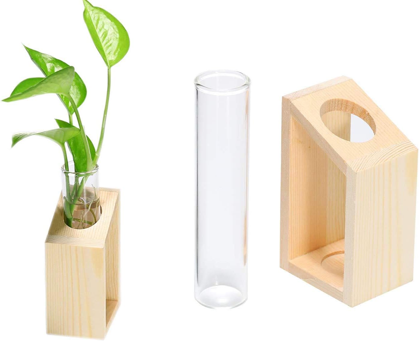 (2 Pack) Crystal Glass Test Tube Plant Terrarium Vase Flower Pots for Hydroponic Plants Home Garden Decoration (Sing Test Tube)