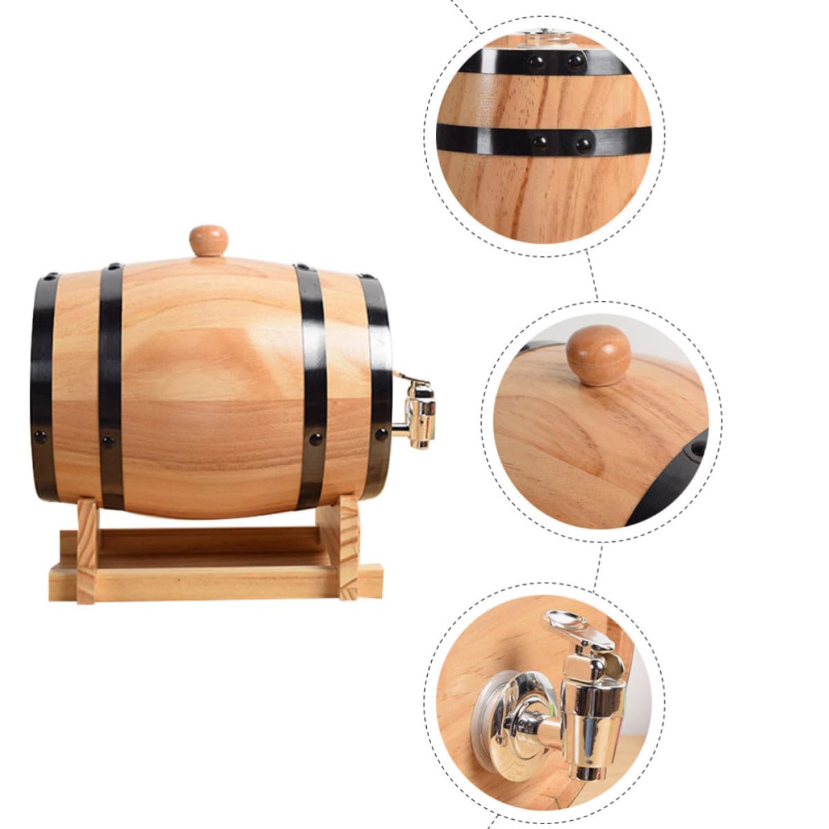 Barril de Vino de Madera con Grifo para Mini Bar y Mostrador
