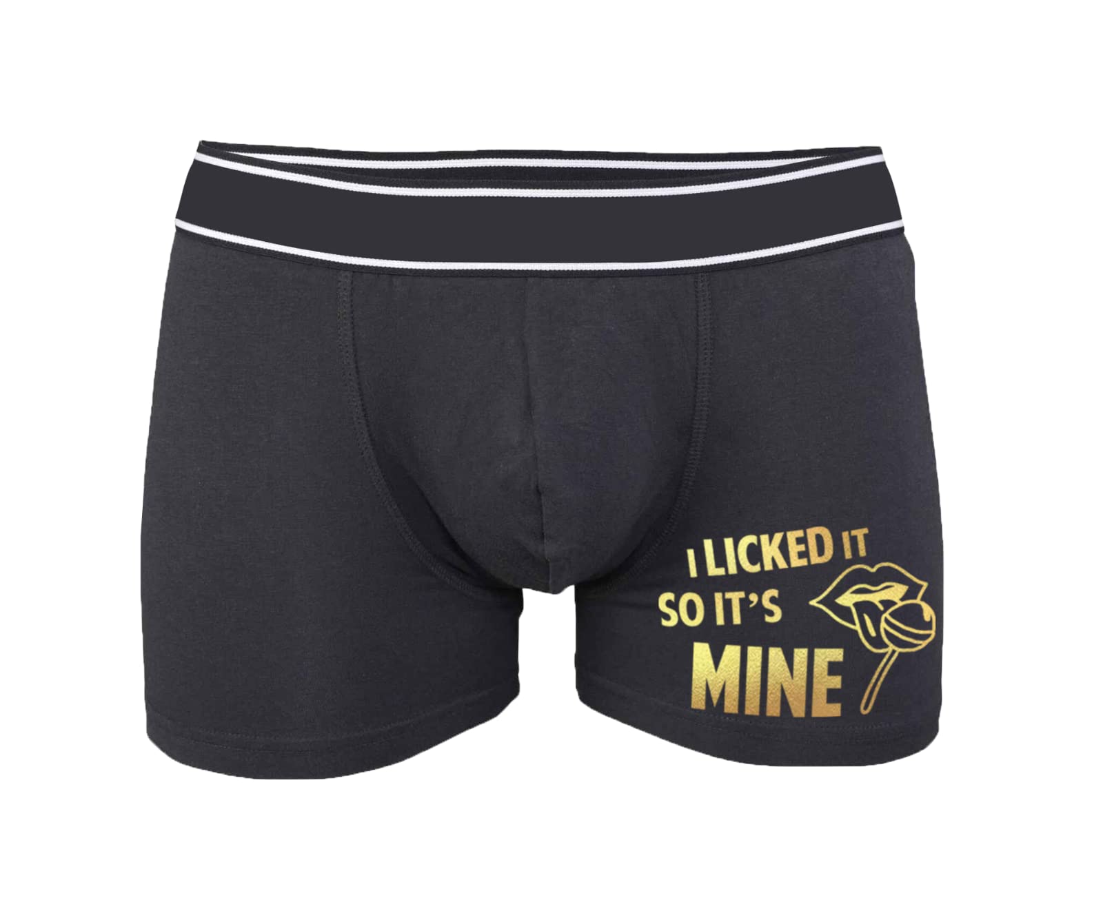 SmartyPants I Licked It So It's Mine Mens Boxers-Valentines Day Boyfriend Husband Funny Love (Large, Black Prime)