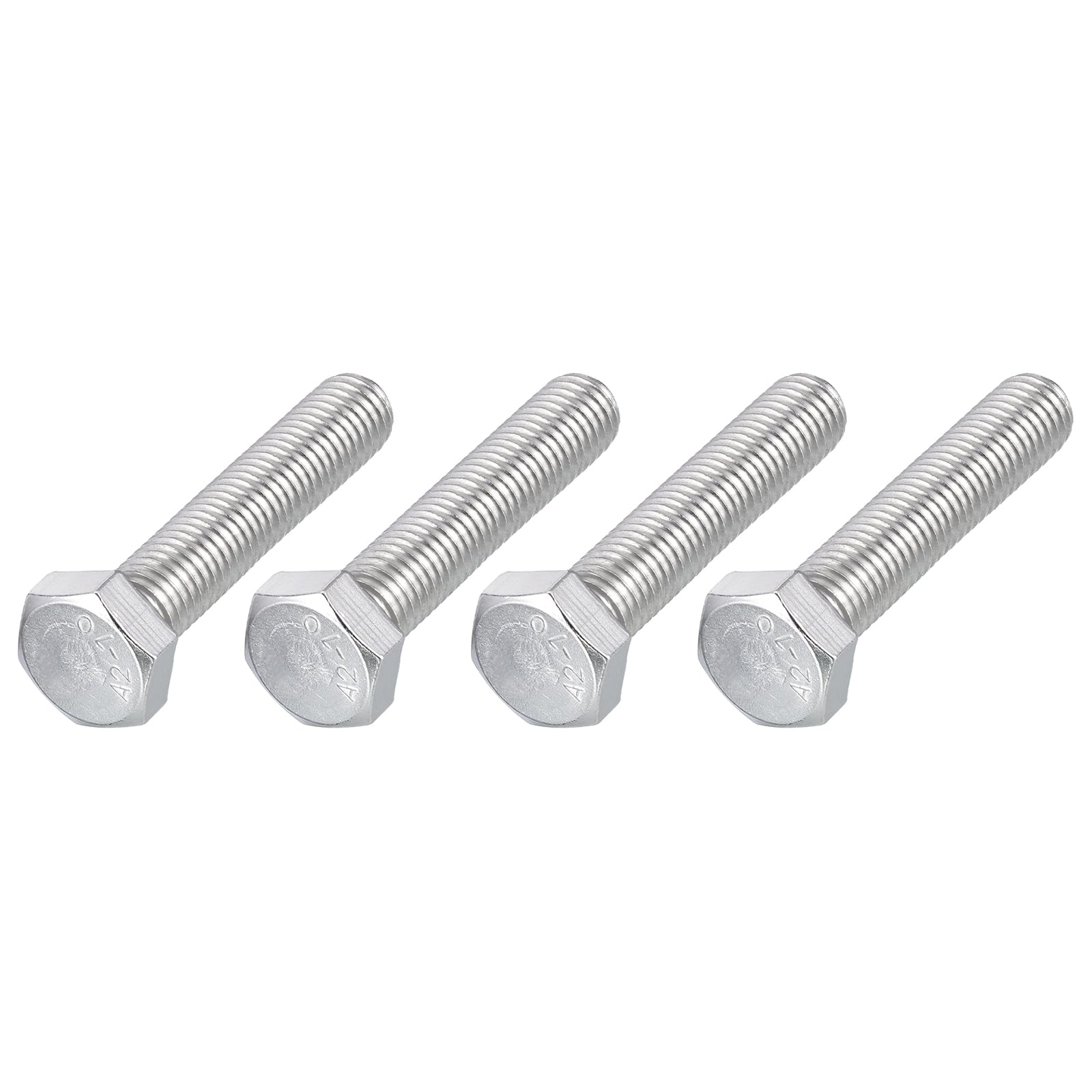 METALLIXITY Hex Bolts (M12-1.75x60mm) 4Pcs, 304 Stainless Steel Coarse Fully Threaded Hex Head Screw Bolt Machine Screws