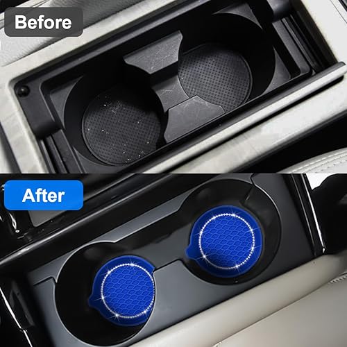 Miniatura 5 de Portavasos para automóvil, paquete de 4 posavasos universales con diamantes de imitación de cristal, tapete de silicona antideslizante a prueba de