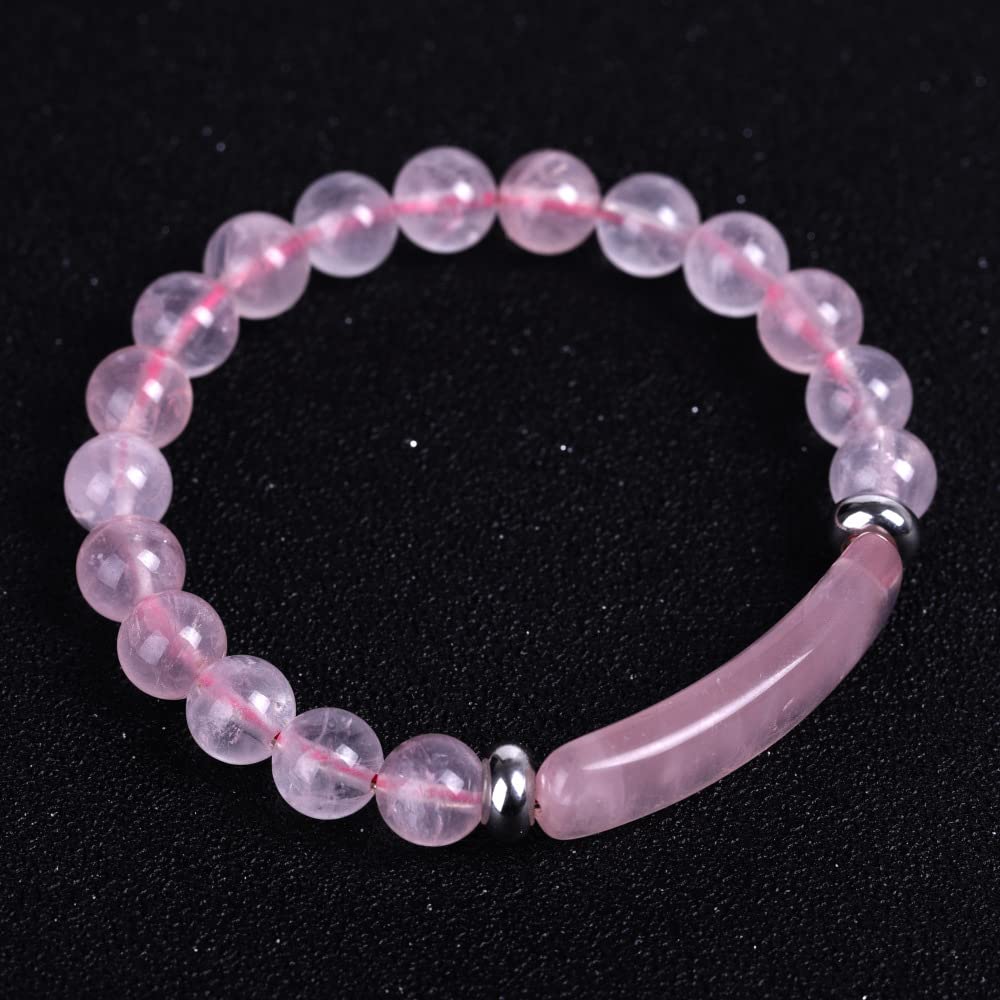 Bracciale in Pietra Naturale con Perline da 8 mm, Bracciale energetico con Cristalli Chakra, Gioiello Fatto a Mano per Donna.