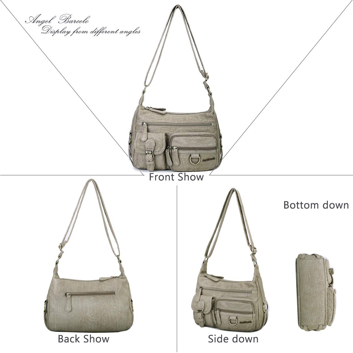 Angel Barcelo Cross body Shoulder Bag Women Soft PU Leather Purses and Handbags