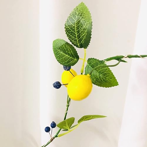 Miniatura 3 de Guirnalda artificial de limón y arándano, plantas falsas de vid de limón, corona de bayas colgantes de frutas sintéticas para boda, hogar, jardín
